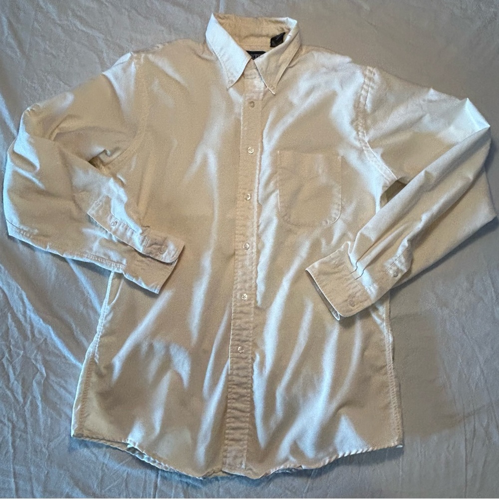 Lands’ End Pale Yellow Long Sleeve Trim Fit Button Up Shirt Men’s Size 16-35